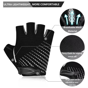 High Quality <b>Leather</b> <b>Fingerless</b> Gym Weight Lifting <b>Gloves</b> for Bodybuilding Fitness Workout with Strong Hand Grip - Product Image 2