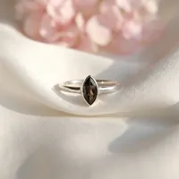 Bague en argent sterling 925 avec quartz fumé marron Earth Glow, bijoux faits à la main, pierre précieuse naturelle, taille marquise, bague résistante pour usage quotidien