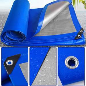 Bâche en PE imperméable bleu gris lourd, tissu extérieur tissé pour utilisation en couverture de camion laminée - Product Image 3