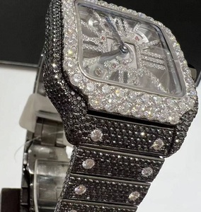 Montre mécanique automatique DAZZLING JEWELS entièrement sertie de moissanite et de quartz, boîtier en acier inoxydable, verre saphir, accents de diamants, 3 ATM - Product Image 5