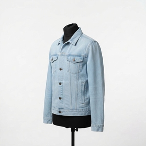 Professional Regular Fit Men's Winter Denim Hooded Jacket <b>Stand</b> Collar Front Casual Outdoor Breathable Customizable 100% Cotton - Product Image 3