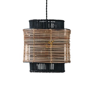Wholesale Tiered Rattan Lampshade <b>Black</b> Cylinder Woven Pendant <b>Light</b> <b>Shade</b> Creative Handwoven Ceiling Hanging Lamp Fixture - Product Image 4