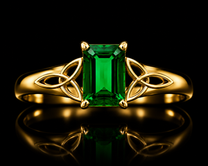 Bague de fiançailles classique pour femme en argent sterling 925 plaqué or 18 carats, sertie de zircone cubique verte octogonale, faite à la main, empilable, cadeau avec pierre précieuse - Product Image 6