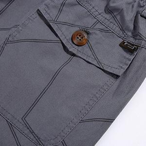 Men's Geometric Cargo Bermuda Shorts Elastic Waist Multiple Pockets Casual Style Breathable Polyester Fabric - Product Image 4