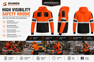 เสื้อฮู้ดสะท้อนแสงแบบมองเห็นได้ชัดเจนสำหรับงานอุตสาหกรรมและก่อสร้าง  เสื้อฮู้ดแบบสวมหัวสั่งทำพิเศษเพื่อความปลอดภัย - Product Image 6