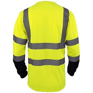 Camiseta de Seguridad de Alta Visibilidad, Ropa de Trabajo Reflectante, Transpirable, Color Amarillo Neón, Camiseta de Construcción de Manga Corta con Bolsillo - Product Image 4
