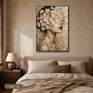 Peinture murale en soie abstraite exquise, portrait féminin fait main, motif floral, décoration intérieure élégante, OEM ODM Vietnam HALO - Product Image 6