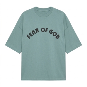 T-shirt en coton bleu clair surdimensionné avec impression de lettres sur le devant, style streetwear, col rond, manches courtes - Product Image 5