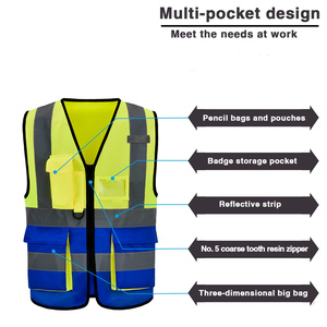 Ropa de seguridad nocturna para trabajadores en carreteras, ropa de seguridad para construcción, material de poliéster, con cremallera y bolsillos para ingenieros - Product Image 5