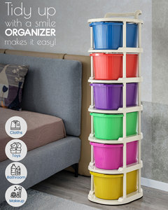 5-layer Injection Molded Plastic Corner <b>Drawer</b> Organizer <b>Storage</b> Cabinet Wheels PP Wardrobe Clothes Organizer Multifunction - Product Image 6