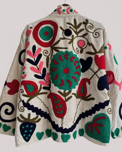 Blouson Bomber Réversible en Velours de Coton pour Femme, Broderie Florale Faite Main, Style Vintage, Vêtement d'Extérieur Tendance Haut de Gamme Automne/Hiver - Product Image 2