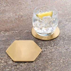 Bold Blossom Modern Round Solid Brass <b>Coaster</b> <b>Set</b> Non-Slip Gold Finish 300mm Diameter Eco-Friendly Mats & Pads - Product Image 3