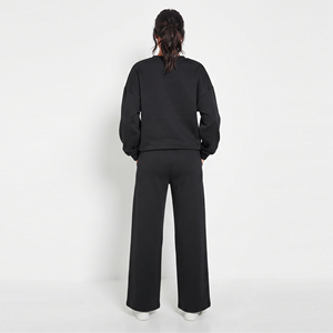 <b>Women</b> Loose Fit Sweat Suit Casual 100% Cotton Fleece Drop Shoulder Drawstring Waist Winter Street Wear V Neck Print <b>Tracksuit</b> - Product Image 2