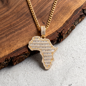 Colgante Personalizado de Mapa de África Estilo Hip Hop, con Incrustaciones de Moissanita Baguette, Plata 925, para Uso Diario - Product Image 1