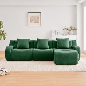 Divano a 3 Posti in Tessuto Teddy di Alta Qualità, Design Antiscivolo, Braccioli Curvi, Chaise Longue Essenziale per Soggiorno, Montaggio Richiesto - Product Image 3