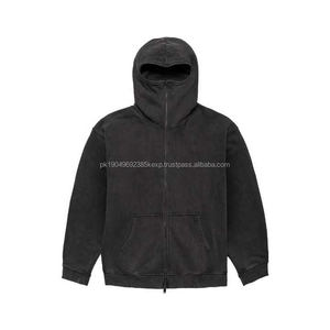 Sweat-shirts à capuche balaclava numériques d'hiver personnalisables en mélange polyester/coton pour hommes, style streetwear oversize avec fermeture éclair et épaules tombantes, tailles 25-26 - Product Image 1