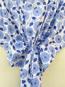 Vestido Kaftán Indio 100% Algodón con Cuello en V, Estilo Boho, Hecho a Mano con Estampado de Bloques, Mangas Murciélago, Cintura Natural, Corte Acampanado para Verano - Product Image 4