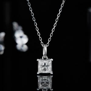 Collar de Diamante Cultivado en Laboratorio con Corte Princesa, Oro Blanco de 14K, Certificado IGI, Color D, Unisex, Joyería Clásica Vintage para Compromiso - Product Image 2