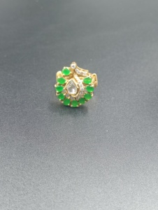 แหวนค็อกเทลรูปดาวคลาสสิก ประดับด้วยพลอยสีเขียวเคลือบทอง 18K สำหรับผู้หญิง เครื่องประดับงานแต่งงาน พลอยประจำเดือนพฤษภาคม - Product Image 6