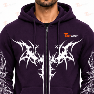 Sweat-shirt à capuche pour homme, violet, avec imprimé graphique blanc, coupe classique, décontracté, en molleton, pour l'automne - Product Image 5