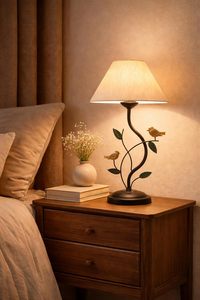 Lampe de chevet contemporaine en métal avec abat-jour en tissu blanc pour la lecture, l'étude, le salon, la décoration de la maison, luminaire - Product Image 6