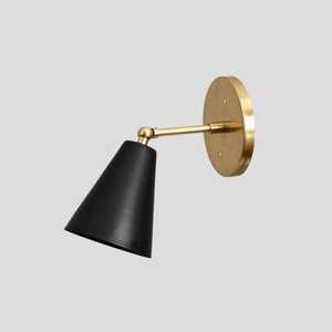 Modern Brass <b>Wall</b> <b>Sconce</b> With Black Cone Shade Indoor <b>Lighting</b> Fixture For Living Room Home Decor - Product Image 3