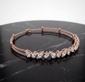 Bracelet Chaîne Classique Contemporain en Argent avec Diamants de Laboratoire pour Femme – Cadeau d'Anniversaire, Élégant, Luxe, Bijoux Fins pour Fête - Product Image 4