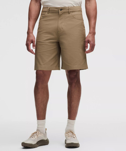 Pantalones Cortos Bermuda para Hombre, Color Caqui, Cintura Media, Cierre de Botones, Estilo Casual, Color Sólido, Tela Oxford de Algodón, Transpirables, con Bolsillos - Product Image 1