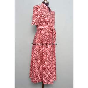 Robe mini en coton indien faite à la main pour femmes, imprimé floral fait main, style quotidien mignon, robe décontractée pour les fêtes - Product Image 5