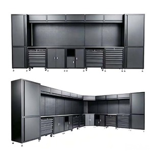 Conjunto de Gabinetes Metálicos Modulares con 48 Cajones, Ruedas con Candado, Estilo Industrial, Longitud Personalizable para Almacenamiento en Garaje o Taller - Product Image 1