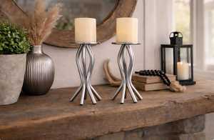 Modern <b>Black</b> Metal Christmas <b>Candle</b> <b>Holder</b> Set Handmade Eco-Friendly Durable Decorative Iron <b>Pillar</b> <b>Candle</b> Stand Table - Product Image 5