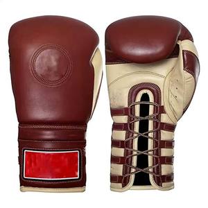Guantes de Boxeo Profesionales con Cordones, de Cuero Genuino, para Combate, con Logotipo Personalizado, para Entrenamiento y Sparring, Venta al Por Mayor - Product Image 1