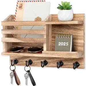 Eco-Friendly Durable Multifunctional Handcrafted Wooden Wall Utility Key Holder & Mail Organizer Made in India - Product Image 1