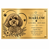 Plaque commémorative personnalisée moderne pour animaux de compagnie en laiton, gravée sur mesure, impression numérique, plaque commémorative pour chien avec photo, nom et dates