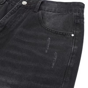 Jeans en denim streetwear pour homme, coupe droite, jambe large, taille mi-haute, grandes tailles, délavage clair - Product Image 5