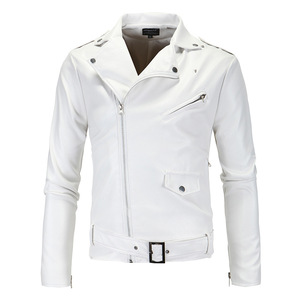 SASPORTS LEAGUE Men's Winter Motorcycle <b>Jacket</b> PU Leather Stand Collar Windproof <b>Waterproof</b> Breathable with Front Logo - Product Image 3