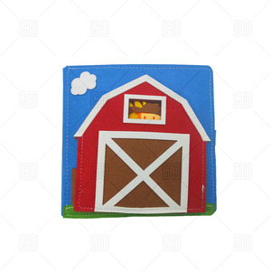 Livre sensoriel interactif en feutre sur le thème des animaux de la ferme et de la récolte, classique rouge - Product Image 6