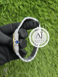 AARVA JEWELS นาฬิกาสแตนเลสสตีลหรูหราประดับเพชร 40 มม. ทรงกลม อนาล็อก ควอตซ์ สำหรับผู้ชายและผู้หญิง แฟชั่นนาฬิกาข้อมือ - Product Image 2