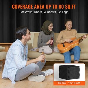 Confezione da 80 Pannelli Acustici ad Alta Densità 12x12x1 Pollici, Ignifughi e Fonoassorbenti - Product Image 5