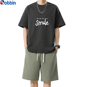 BOBBIN INDUSTRIES Conjunto Deportivo Informal Unisex Cómodo de Manga Corta, Camiseta y Pantalones Deportivos, Tejido Transpirable de Felpa, Poliéster/Algodón - Product Image 2