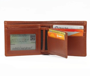 Tarjetero de Cuero Genuino de Alta Calidad para Hombre, Color Marrón Claro, Plegable, Ligero, Personalizado, Premium, Diseño Corto, Directo de Fábrica - Product Image 1