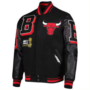 Wholesale OEM Heavyweight Chenille Embroidered Unisex Leather <b>Baseball</b> Letterman Varsity <b>Jacket</b> Premium Streetwear - Product Image 1