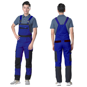 Combinaison de travail orange pour hommes, en coton, résistante à l'abrasion, avec bretelles réglables, combinaison de travail robuste - Product Image 4