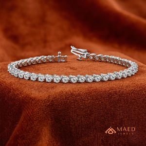 สร้อยข้อมือเทนนิสประดับมอยส์ซาไนต์สีเงินสำหรับผู้หญิง สร้อยข้อมือแบบโซ่และแบบเชื่อมต่อ เครื่องประดับแฟชั่น ของขวัญวันครบรอบแต่งงาน เครื่องประดับสำหรับผู้หญิง - Product Image 4