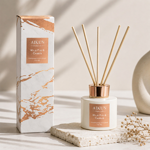 Aikun Minimalist White Reed <b>Diffuser</b> 100ml Wild Fig And Cassis Scented Reed <b>Diffuser</b> Set For Home Fragrance And Office Decor - Product Image 1
