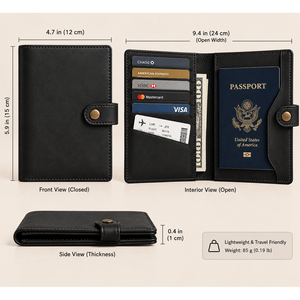 Genuine Leather Bi-Fold Long <b>Wallet</b> with Snap Closure Slim Card Holder for <b>Cash</b> and Cards - Product Image 2