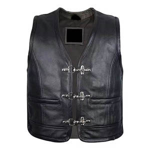 เสื้อกั๊กไบค์เกอร์สีดำพรีเมียมขายส่ง ผลิตจากโพลีเอสเตอร์ ติดกระดุม สไตล์วินเทจ ระบายอากาศได้ดี เป็นมิตรกับสิ่งแวดล้อม ผู้ผลิตจากโรงงานโดยตรง ผลิตในปากีสถาน - Product Image 4