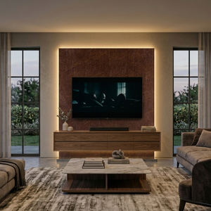 Madera de Caoba Khaya Oscura 8629, Material HPL con Acabado de Superficie de Piedra, Diseño Contemporáneo, Origen Indio, para Fines Decorativos en Hoteles - Product Image 2