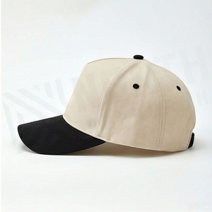 Unisex 6-Panel <b>Baseball</b> <b>Cap</b> Beige <b>Black</b> Brim Cotton Yarn Fitted Casual Hat Adult Solid Color Four Seasons Wear - Product Image 3