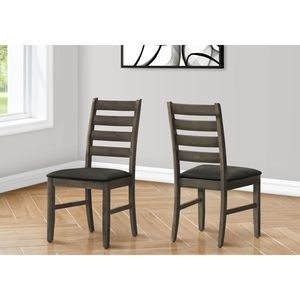 Juego de 2 Sillas de Comedor Grises Antiguas de 38 Pulgadas de Altura, Tapizadas, Estilo Transicional, para Comedor o Cocina, Tela Gris - Product Image 1